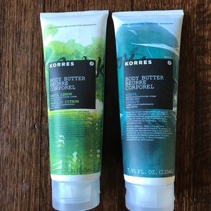 Korres body butters. 2 for $29 Basil lemon, guava,